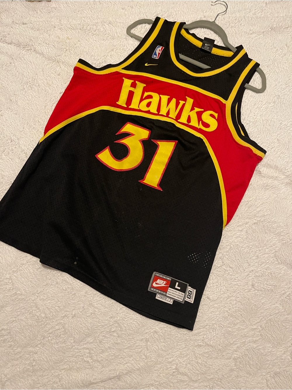 Nike Vintage Atlanta Hawks #31 Terry Black & Red Basketball Jersey
